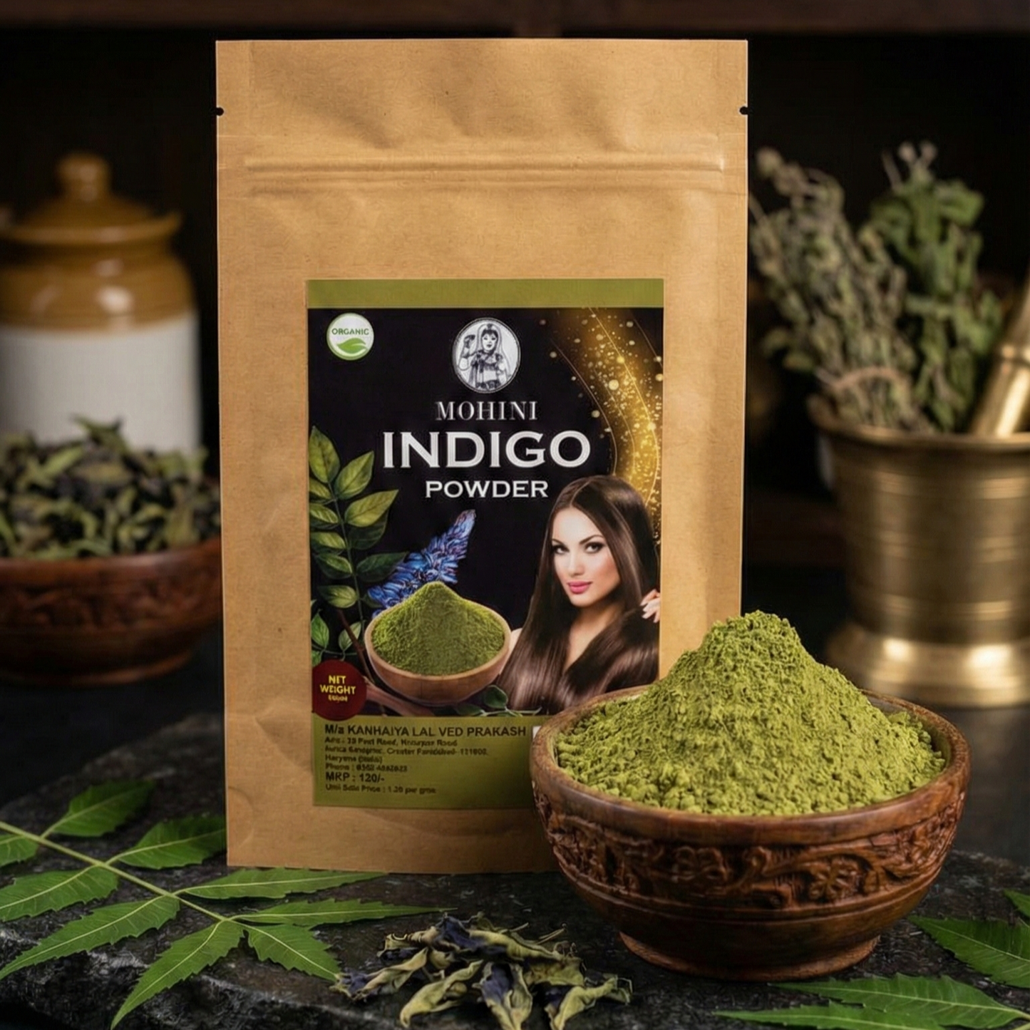 Premium Indigo Powder (Indigofera tinctoria) β Natural Hair Colour & Hair Care Solution β Premium Grade Herbal Powder (100g)