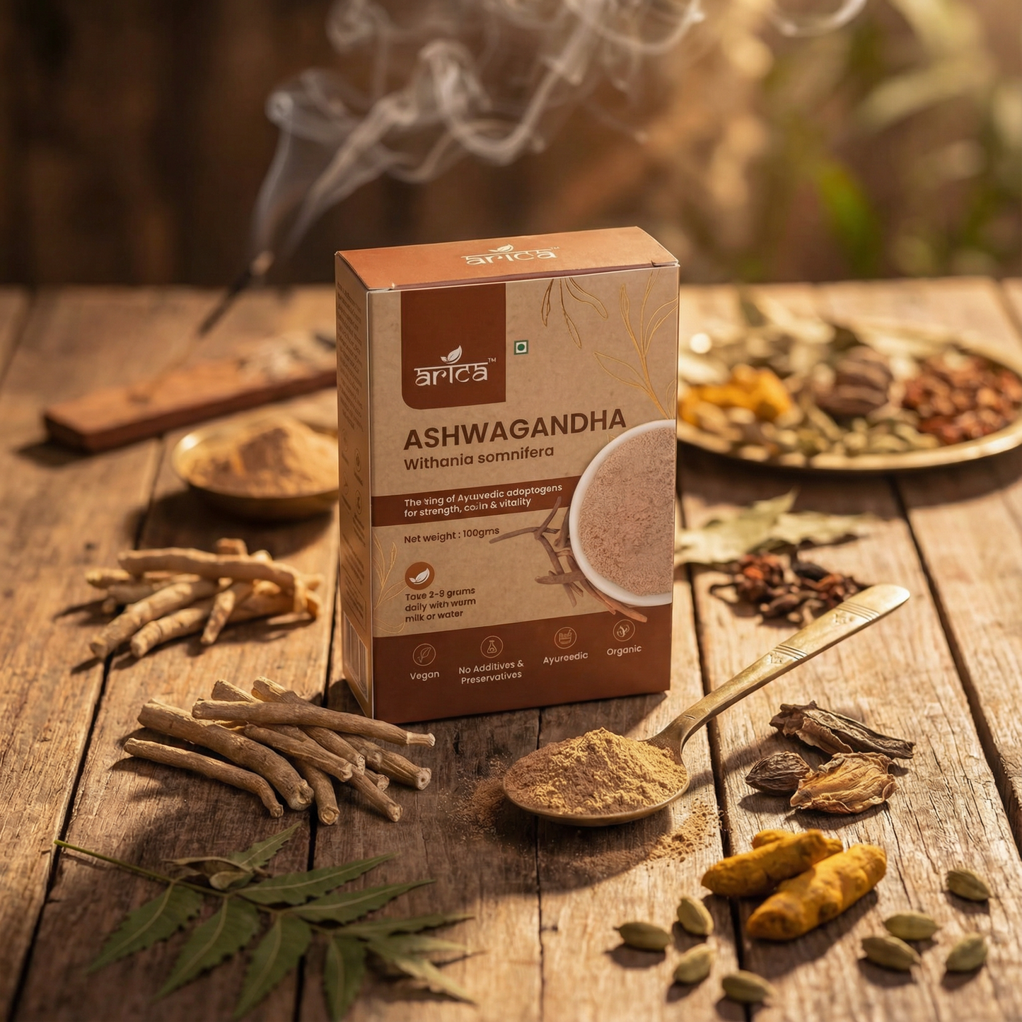 Natural Ashwagandha Powder – Ayurvedic Withania Somnifera Herb | Stress Relief, Immune Support, Stamina & Wellness (100g)
