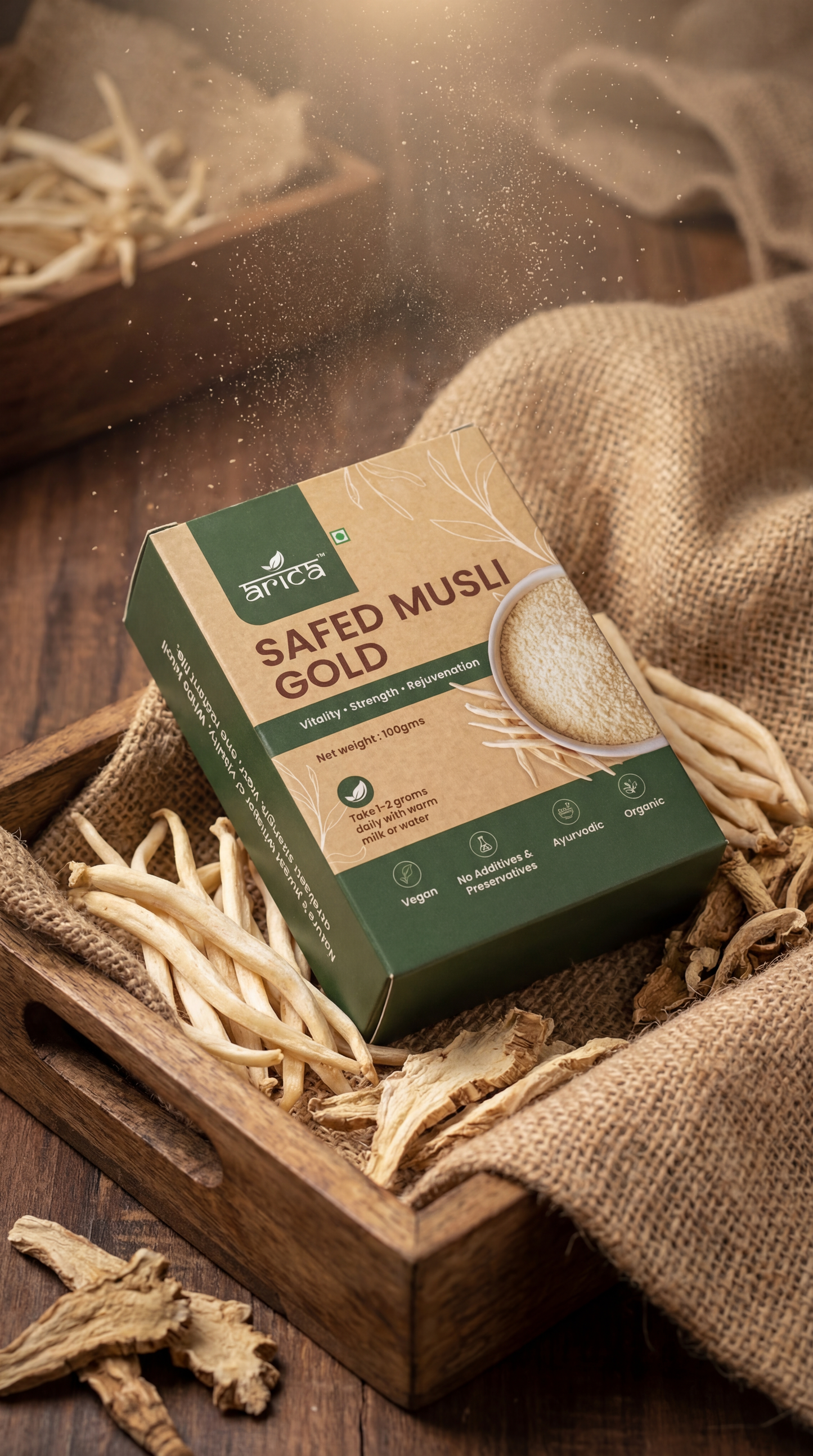 Premium Safed Musli Gold (Chlorophytum Borivilianum) – Natural, High Potency Herbal Root for Vitality & Wellness – Premium Grade Ayurvedic Supplement (100g)