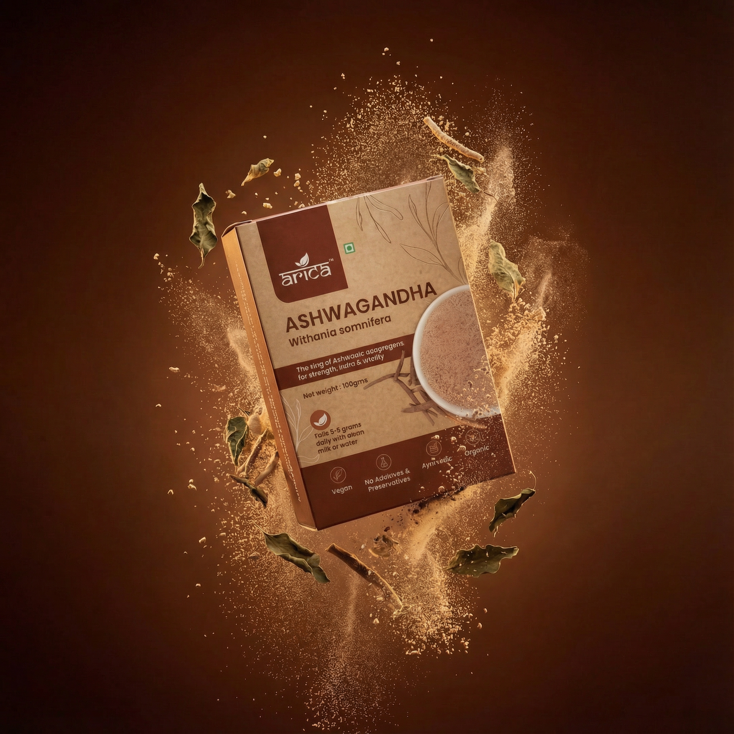 Natural Ashwagandha Powder – Ayurvedic Withania Somnifera Herb | Stress Relief, Immune Support, Stamina & Wellness (100g)