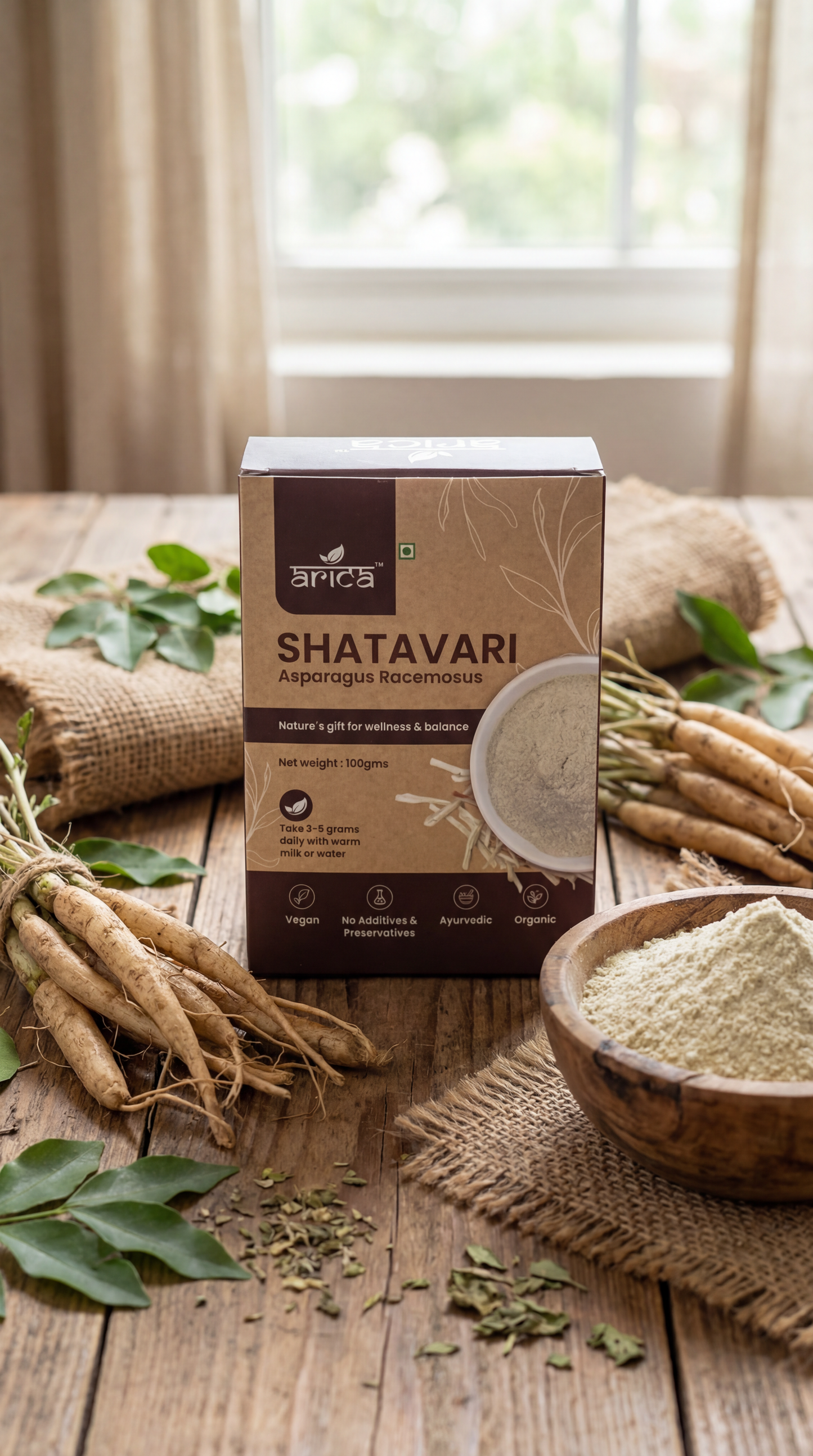 Premium Organic Shatavari Powder (Asparagus Racemosus) – Pure Ayurvedic Herbal Supplement – Supports Hormonal Balance, Digestive Health (100g)