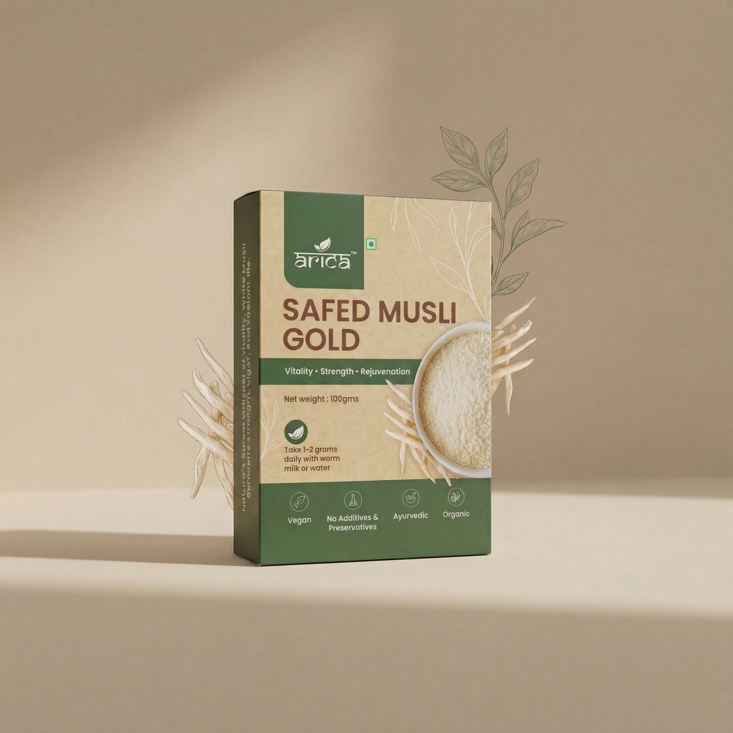 Premium Safed Musli Gold (Chlorophytum Borivilianum) – Natural, High Potency Herbal Root for Vitality & Wellness – Premium Grade Ayurvedic Supplement (100g)