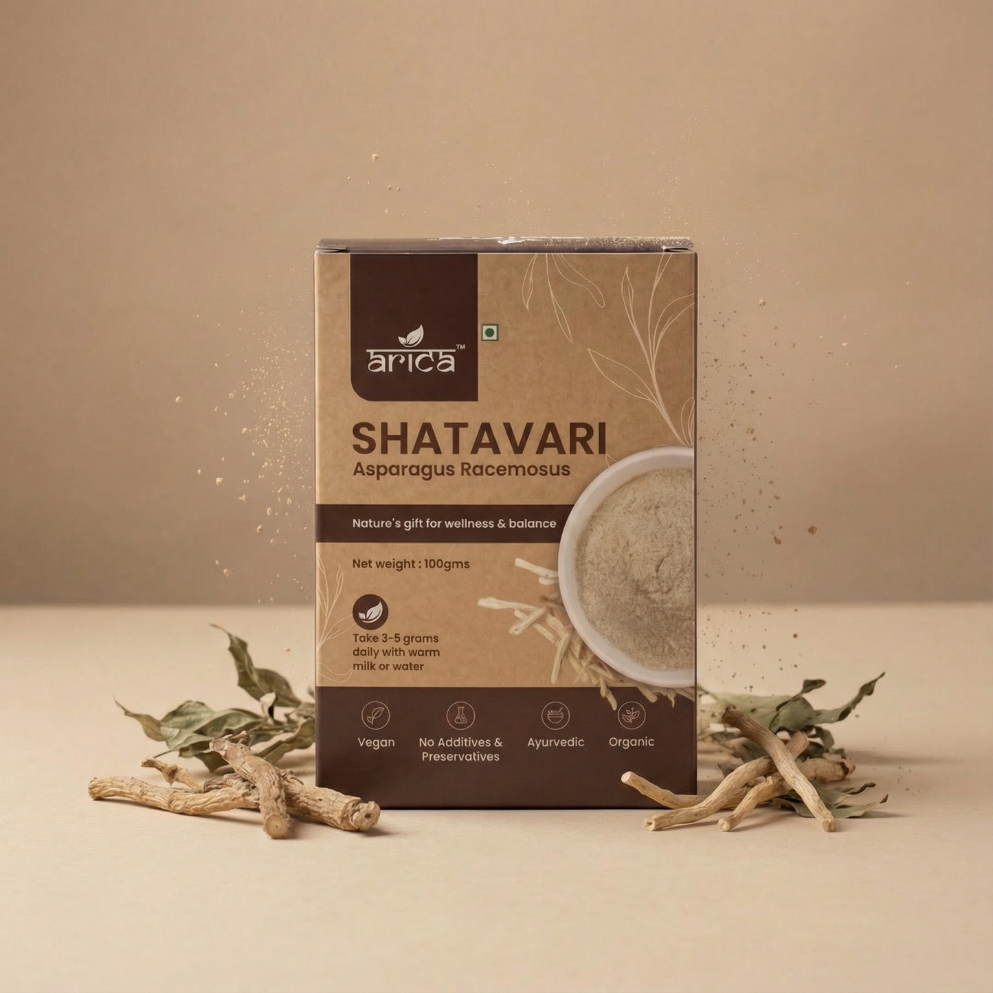 Premium Shatavari Powder (Asparagus Racemosus) – Pure Ayurvedic Herbal Supplement – Supports Hormonal Balance, Digestive Health (100g)